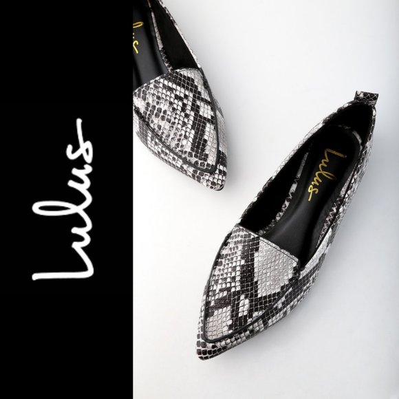 Lulus Shoes - Emmy Natural Snake Pointed Loafers
